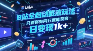 B站全自动截流玩法只要你有同行就能获客，日变现1k+【揭秘】-数智网创
