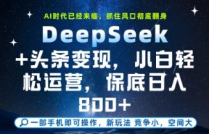 DeepSeek+头条变现,保姆级教学,小白轻松上手,日入8张+【揭秘】-数智网创