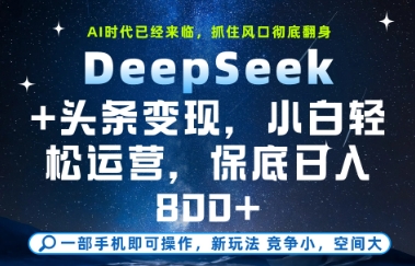 DeepSeek+头条变现,保姆级教学,小白轻松上手,日入8张+【揭秘】-数智网创