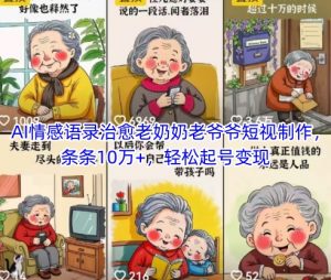 AI情感语录治愈老奶奶老爷爷短视制作，条条10万+，轻松起号变现-数智网创