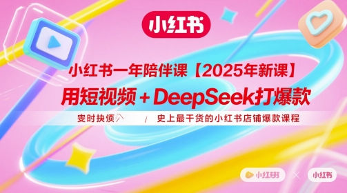 小红书一年陪伴课【2025年新课】，用短视频+deepSeek打爆款，史上最干货的小红书店铺爆款课程-数智网创