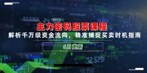 主力密码股票课程，解析千万级资金流向，精准捕捉买卖时机指南(6月更新-数智网创