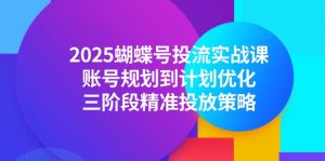 2025蝴蝶号投流实战课，账号规划到计划优化，三阶段精准投放策略-数智网创