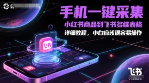 手机一键采集小红书商品到飞书多维表格，详细教程，小白应该很容易操作-数智网创