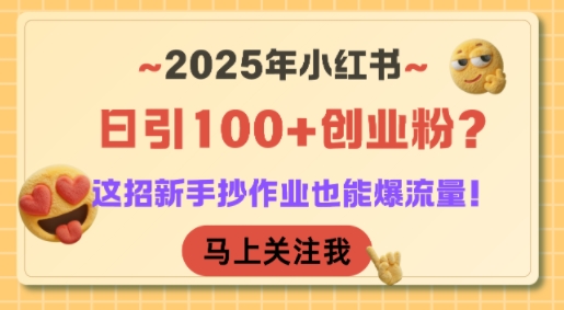 2025年小红书日引100+创业粉?这招新手抄作业也能爆流量!-数智网创