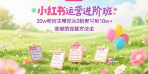 小红书运营进阶班：30w粉博主带你从0粉起号到10w+变现的完整方法论-数智网创