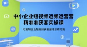 中小企业短视频运营精准获客实操课,可复制企业短视频获客落地训练方案-数智网创