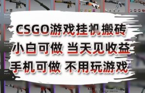 CSGO游戏挂G搬砖，小白纯手机即可操作，不用电脑打游戏，日入3张+，副业网创项目【揭秘】-数智网创