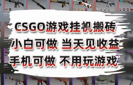 CSGO游戏挂G搬砖，小白纯手机即可操作，不用电脑打游戏，日入3张+，副业网创项目【揭秘】-数智网创