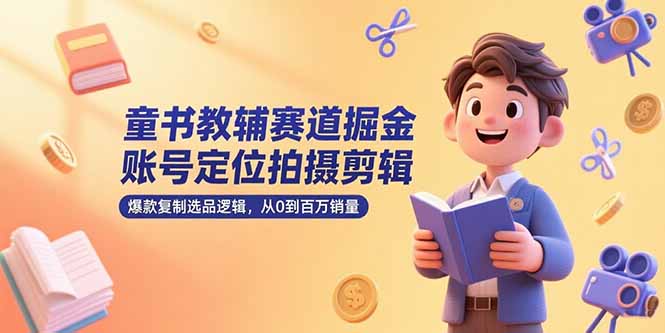 童书教辅赛道掘金，账号定位拍摄剪辑，爆款复制选品逻辑，从0到百万销量-数智网创
