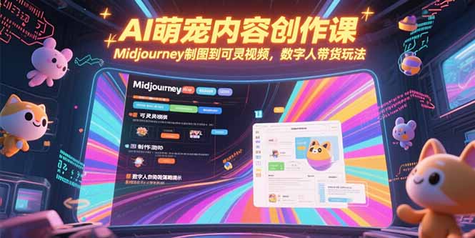 AI萌宠内容创作课,Midjourney制图到可灵视频,数字人带货玩法-数智网创