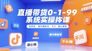 直播带货0~1~99系统实操课,自然流、微付费起号、千川、随心推等,直播带货全链路完整逻辑-数智网创