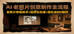 AI老照片创意制作全流程：老照片修复技术+动态化处理+回忆杀MV制作-数智网创