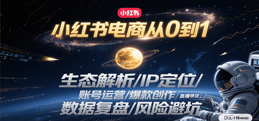 小红书电商从0到1：生态解析/IP定位/ 账号运营/爆款创作/直播带货/数据复盘/风险避坑-数智网创