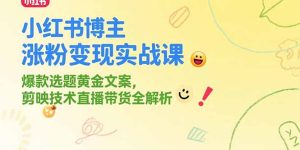 小红书博主涨粉变现实战课，爆款选题黄金文案，剪映技术直播带货全解析-数智网创