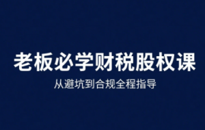 唐老师·25年企业财税与股权实战课-数智网创