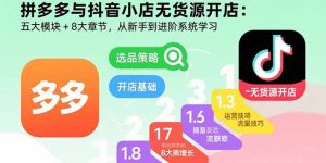 拼多多与抖音小店无货源开店：五大模块+8大章节，从新手到进阶系统学习-数智网创