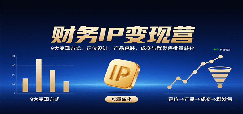 财务IP变现营:9大变现方式、定位设计、产品包装,成交与群发售批量转化-数智网创