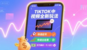 Tiktok中视频全新玩法，快速起号，快速出结果，百万播放一千八百刀-数智网创