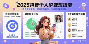 2025抖音个人IP变现指南，账号定位策略，对标账号分析，8大盈利模式拆解-数智网创