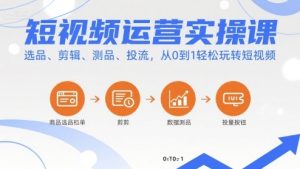 短视频运营实操课，选品、剪辑、测品、投流，从0到1轻松玩转短视频-数智网创