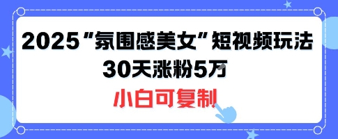 不露脸也能火！2025“氛围感美女”短视频玩法，30天涨粉5W小白可复制-数智网创