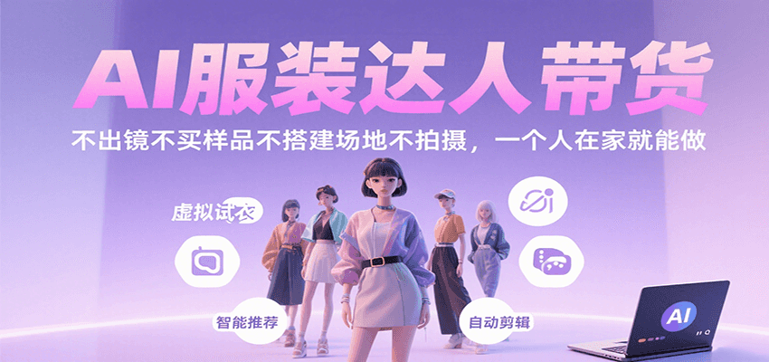 AI服装达人带货，不出镜不买样品不搭建场地不拍摄，一个人在家就能做-数智网创