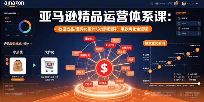 亚马逊精品运营体系课：数据选品/差异化设计/关键词矩阵，爆款孵化全流程-数智网创