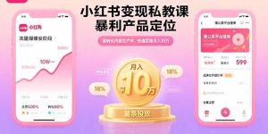 小红书变现私教课，暴利产品定位，高转化内容生产术，快速实现月入10万-数智网创
