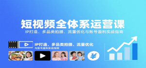 短视频全体系运营课：IP打造、多品类拍摄、流量优化与账号盈利实战指南-数智网创