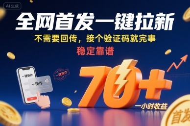 全网首发一键拉新项目,不需要回传,接个验证码就完事,稳定靠谱,一小时收益70+【揭秘】-数智网创