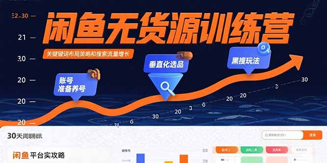 闲鱼无货源训练营:账号准备养号/垂直化选品/黑搜玩法,0基础30天盈利指南-数智网创
