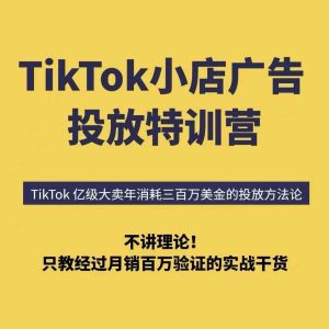 TikTok小店广告投放特训营,6天破局计划专治各种“投不动”,教你经过月销百万验证的实战干货-数智网创