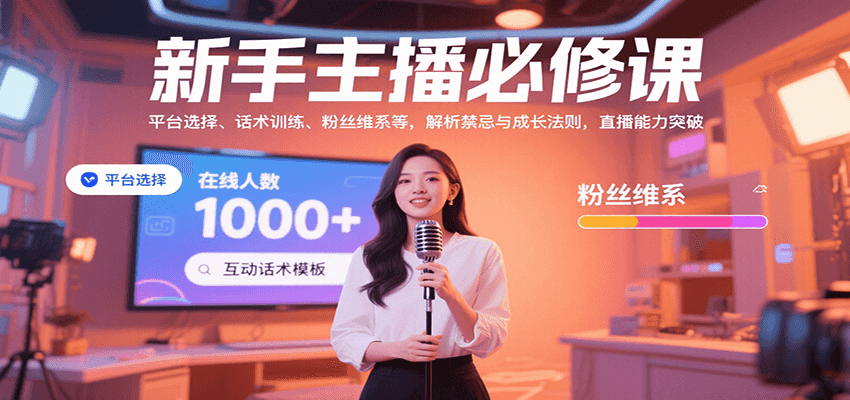 新手主播必修课：平台选择、话术训练、粉丝维系等，解析禁忌与成长法则，突破直播能力-数智网创