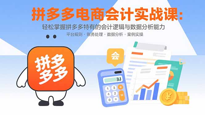 拼多多电商会计实战课：轻松掌握拼多多特有的会计逻辑与数据分析能力-数智网创