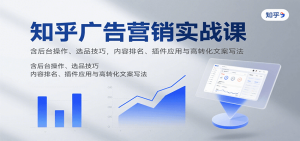 知乎广告营销实战课,含后台操作、选品技巧,内容排名、插件应用与高转化文案写法-数智网创