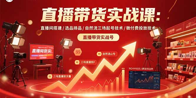 直播带货实战课：直播间搭建/选品排品/自然流三场起号技术/微付费投放技术-数智网创