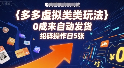 多多虚拟类目玩法，0成本全自动发货，矩阵操作日5张-数智网创