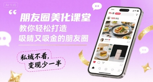 朋友圈美化课堂,教你轻松打造,吸睛又吸金的朋友圈,私域不看,变现少一半-数智网创
