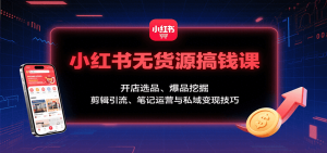 小红书无货源搞钱课:开店选品、爆品挖掘,剪辑引流、笔记运营与私域变现技巧-数智网创