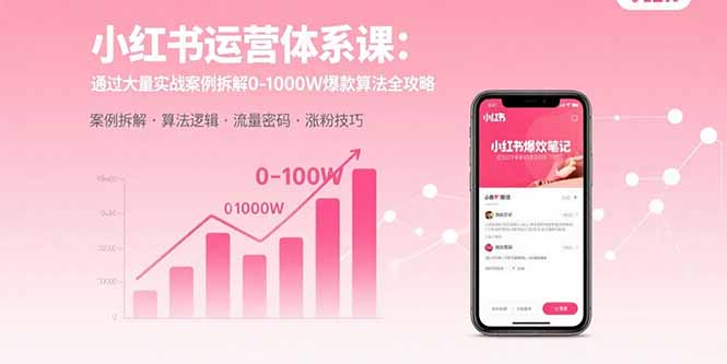 小红书运营体系课：通过大量实战案例拆解0-1000W爆款算法全攻略-数智网创