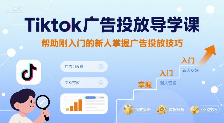 Tiktok广告投放导学课,帮助刚入门的新人掌握广告投放技巧-数智网创