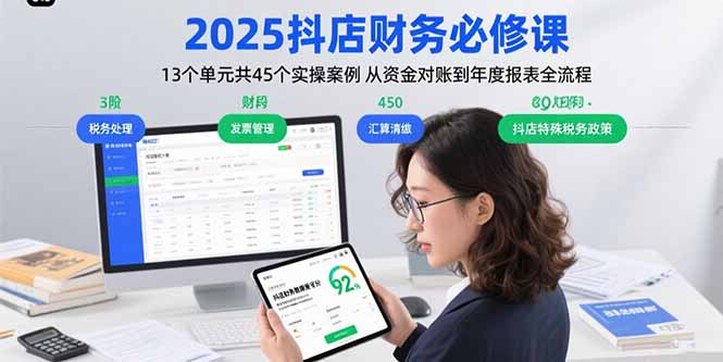 2025抖店财务必修课：13个单元共45个实操案例 从资金对账到年度报表全流程-数智网创