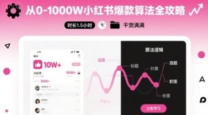 从0-1000W小红书爆款算法全攻略，时长1.5小时，干货满满-数智网创