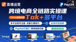 跨境电商线上课,TikTok 直播运营 + 多平台账号注册 + PayPal 万里汇实操教程-数智网创