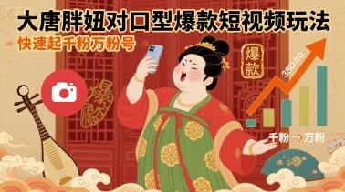 大唐胖妞对口型爆款短视频玩法，快速起千粉万粉号-数智网创