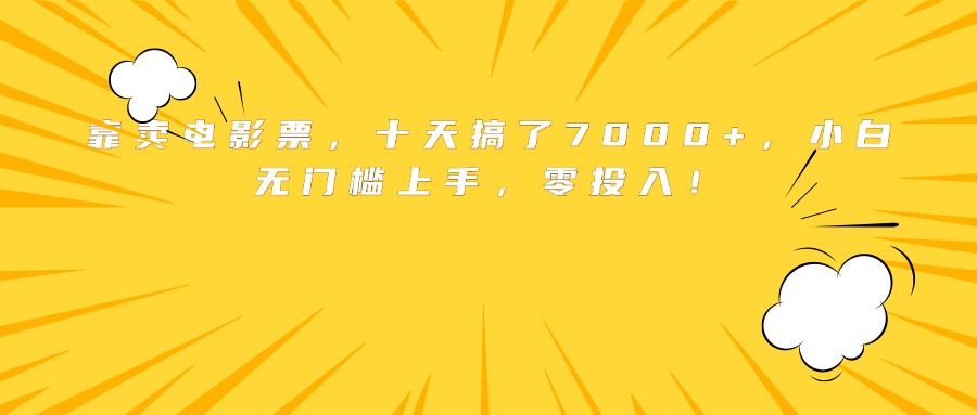 靠卖电影票，十天搞了7000+，小白无门槛上手，零投入！-数智网创