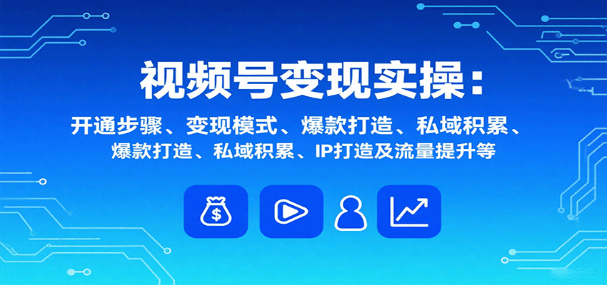 视频号变现实操，含开通步骤、变现模式、爆款打造、私域积累、IP打造及流量提升等-数智网创
