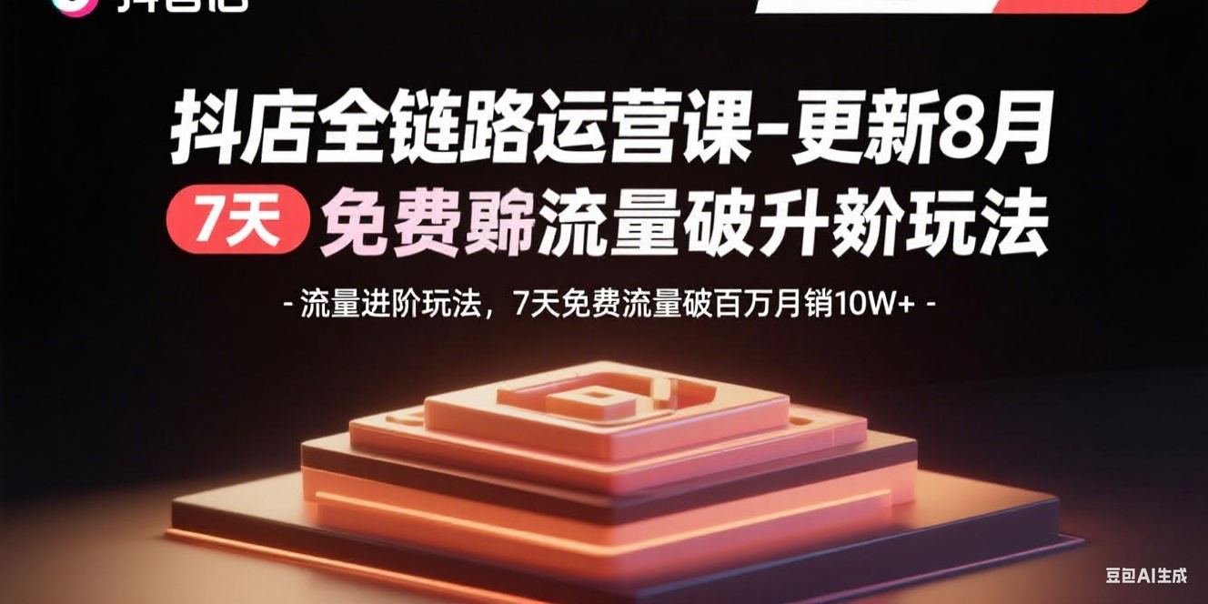 抖店全链路运营课-更新8月：流量进阶玩法，7天免费流量破百万月销10W+-数智网创