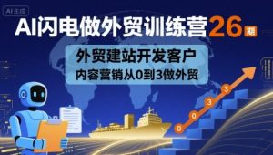AI闪电做外贸训练营26期，外贸建站开发客户内容营销从0到3做外贸-数智网创